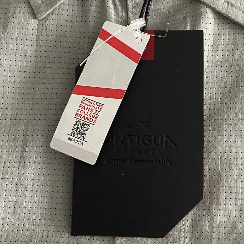 Antigua Texas A&M Shirt Activate Woven Short Sleeve Button-Up Shirt Gray NEW - Picture 11 of 14